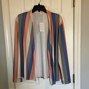 Striped Open-Front Cardigan